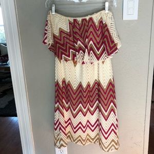 Judith March strapless chevron print ruffle dress